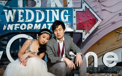 Las Vegas Asian Pre Wedding Photography | Las Vegas Engagement Photographers | Neon Museum